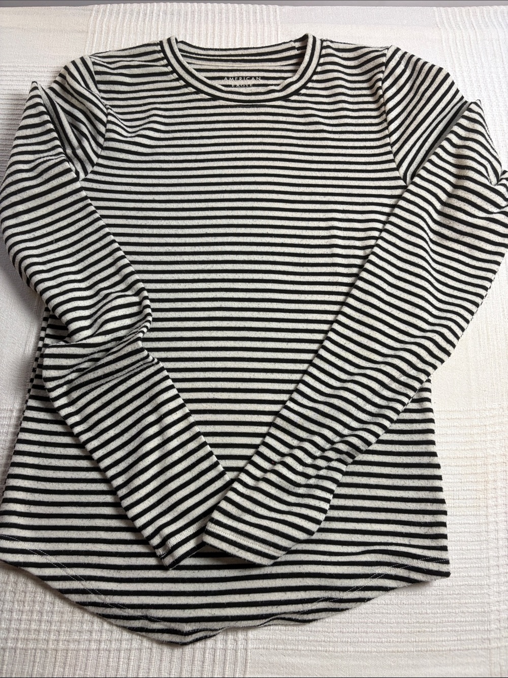 American Eagle Outfitters Black and White Striped Long Sleeve Shirt